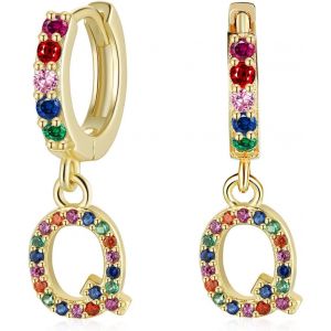 Kal-Boucles D'oreilles Pendantes Or Avec Initiale Lettre A - Z Argent Sterling 925 Boucle D'oreille Cr&eacute;oles Avec Zirconium Color&eacute; Pour Femmes Filles - Neuf
