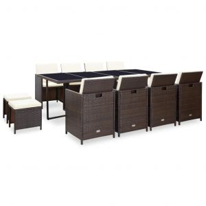 Prolenta Premium - Ensemble &Agrave; Manger D'ext&eacute;rieur Et Coussins 13 Pcs R&eacute;sine Tress&eacute;e - Neuf