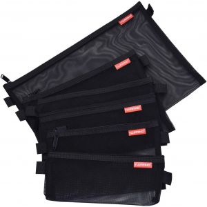 Lot De 5 Pochettes Zipp&eacute;es En Nylon Ultra-L&eacute;g&egrave;res Pour Le Bureau Ou Les Voyages (Noir, Assorti) - Neuf