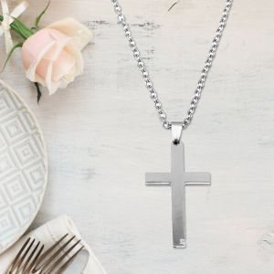 Collier Unisexe Avec Pendentif Croix En Acier Inoxydable Pour Homme Et Femme, Bijou Elegant - Neuf