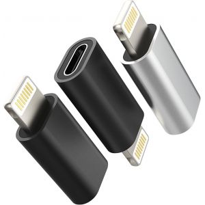 Thef-Adaptateur Usb C Vers Lightning Prise(Lot De 3)Iphone Mâle Usbc Femelle Convertisseur Type Jack Chargeur Cable Pour Apple 14 13 12 11 Pro Max Mini 7 8plus X Se Xs Ipad Air Charger Port Câble Con - Neuf