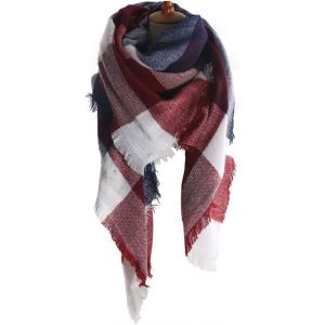 Kalanka-Femme Écharpe Étole Fille Châle Foulard, Pashmina Echarpe A Carreaux Laine Mode Etole Plaid Foulards Oversize Shawl Cardigan Cachemire Chaud Automne Hiver Manteau Tricot Ponchos Et Capes - Neuf