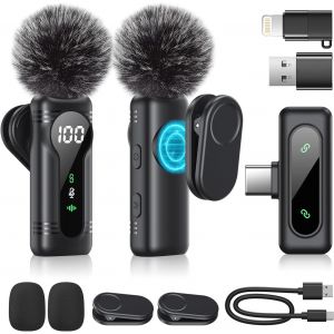 BLAZEFLUX-Micro cravate sans fil Newmight double, micro clip auto-appairage, montage magnetique, reduction bruit iPhone, Android, - Neuf