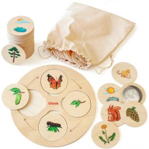 Chenquansarl-Cycle De Vie, Jeux De Soci&eacute;t&eacute; En Bois Pour Enfants De 4, 5, 6, 7, 8 Ans, Jeux &Eacute;ducatifs &Agrave; Partir De 3 Ans, Jeux Pr&eacute;scolaires, Jeux En Bois Pour Tout-Petits &iquest; 52 Pi&egrave;ces - Neuf