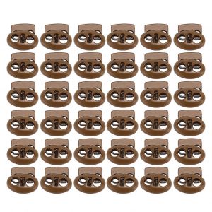 30pcs Cordon De Ressort Serrure Multipurpose Double Trou Ressort Bascule Stopper Pour Cordons De Serrage De Chaussures Paracord Sacs Vêtements Marron - Neuf