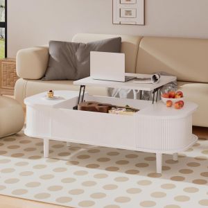 Ulteronixshop-Table Basse avec Plateau Relevable &iquest; Table de Salon Moderne en Bois avec Rangement Cach&eacute; et Texture Unique, pour Salon, Chambre, Petits Espaces, Bureau - Neuf