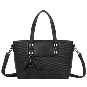 Sac Cabas pour Femme Texturé Embossé à Effet Tressé avec N?ud et Bandoulière Gallantry Noir - Neuf