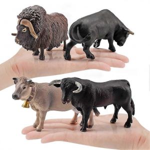 Simulation Ferme Animal Modèle Figurine 4 Pcs PVC Boeuf B?uf Taureau Figure Enfants Jouet Décoration Intérieure - Neuf