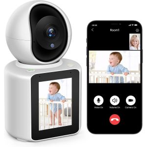 CHECARZHN--NO1-Caméra Surveillance Wifi Intérieure 360°, 2K Caméra Avec Bidirectionnelle Vidéo/Audio, Application Mobile, Vision Nocturne, Appel En Un Clic, Détection De Mouvement Pour Enfant/Animal De Com - Neuf