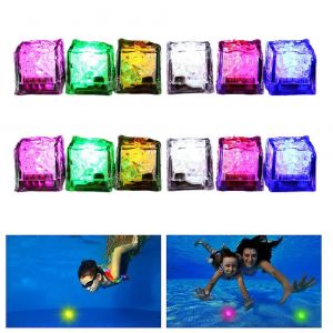 Lot de 12 jouets lumineux pour piscine, glaçons colorés à LED, pour le bain et la plongée - Neuf