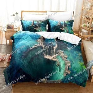 Parure De Lit Avec Housse De Couette Et Taie D'oreiller Motif Portail De Jeu Anime - Neuf