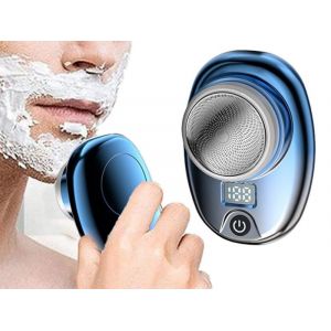Mini Rasoir &Eacute;lectrique Portable Rechargeable Bleu Avec Affichage Num&eacute;rique Et Chargement De Type C - Neuf