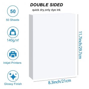 Husper A4 Papier Photo Brillant Double Face 50 Feuilles 120/140/160/180/200/240/260/300Gsm Pour Imprimante À Jet D'Encre Papier D'Impression Brillant - Neuf
