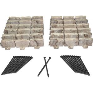 ASFASFq-No-Dig Bordure paysagère avec Pointes d'ancrage, 6,9 cm de Haut, Bordure de Jardin décorative Aspect Pierre, kit de 4,6 m, Marron - Neuf