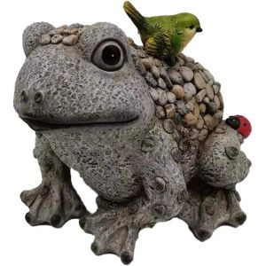 MEVRONISSHOP-Sculptures Et Statues De Jardin en Résine - Décoration De Jardin Étanche Et Antigel - Statue De Jardin Grenouille 22cm x 21cm x 19cm pour Amoureux des Animaux Et Jardins - Neuf
