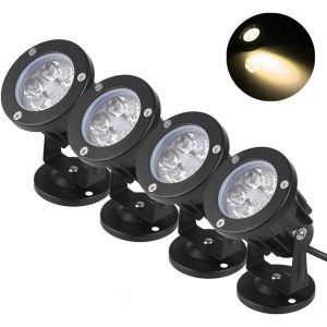 4pcs &Eacute;clairage Ext&eacute;rieur Avec Base 7w 220v Ip65 &Eacute;tanche Orientable Projecteur Spot Led Lampe De Jardin &Eacute;clairage Pour Chemins Plantes Balcon Terrasse H&ocirc;tel Pelouse Led Lumi&egrave;re Blanc Chaud - Neuf