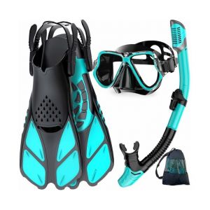 Ensemble D'&eacute;quipement De Plong&eacute;e Haut De Gamme : Masque Panoramique, Tuba &Agrave; Couvercle Sec Et Palmes R&eacute;glables - Parfait Pour Les D&eacute;butants Et Les Professionnels, Pr&ecirc;t Pour Le Voyage ! - Neuf