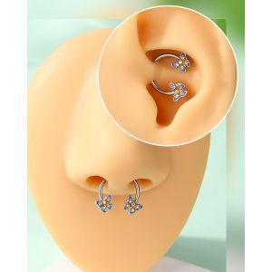 Boucles D'oreilles Cr&eacute;oles En Forme De Fer &Agrave; Cheval En Acier Chirurgical 316l Avec Papillon 16g Violet/Jaune[Bou9242086] - Neuf