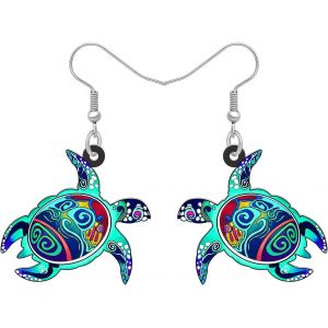 Kal-Acrylique Boucles D'oreilles Grand Requin Blanc Méduse Tortue Dangle Bijoux Animaux Marins Cadeaux - Neuf