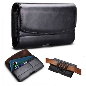 Étui ceinture en cuir Étui pour téléphone portable L : 15,5 × 9 × 3 cm, étui de protection en cuir PU avec clip pour carte de crédit - Neuf