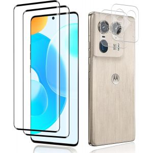 Sjzg-Lot De 2 Films De Protection D'&eacute;cran En Verre Blind&eacute; Pour Motorola Edge 50 Pro/50 Ultra 5g Et 2 Films De Protection Pour Appareil Photo, Sensitive Touch, Duret&eacute; 9h, Film De Protection D'&eacute;cran En - Neuf