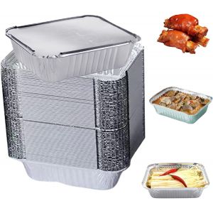 Ulteronixshop-Barquette Aluminium Avec Couvercle, 60 Pi&egrave;ces Barquette Alimentaire Jetable 650ml, Plat Aluminium Jetable, Barquettes En Aluminium Pour Pique-Nique, Barbecue, Four, Cuisson - Neuf