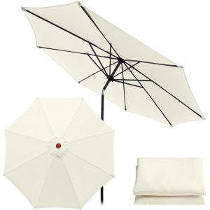 Toile De Rechange Universelle Pour Parasol De Jardin,Terrasse,Cour,Plage,Piscine,Marché (3 M/8 Baleines,Blanc) - Neuf