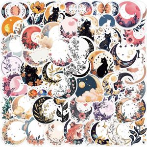 Lot De 50 Autocollants Graffitis Motif Lune Pour Ordinateur Portable, Voiture, Moto, Vélo, Casque, Skateboard, Guitare, Bouteille D'eau, Décoration Tendance - Neuf
