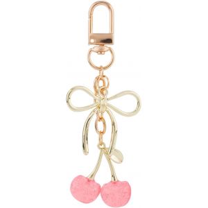 KAL-Porte-Clés Cerise, Porte-Clés Mignon Cerise Avec Anneau Scintillante Bijou De Sac Chaîne Brillant Pour Femmes Sac À Main Clé De Voiture - Neuf