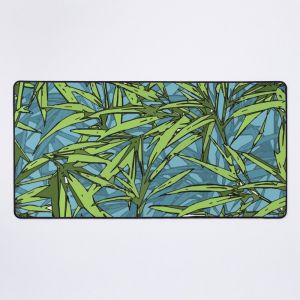 Grand Tapis de Souris Gaming pour Bureau Feuilles de bambou, plantes vertes, masque, noir 75x40cm Antidérapante Clavie - Neuf