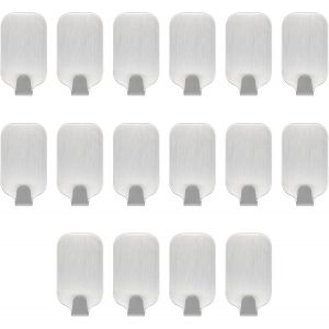 Crochet Adhésif 16 Pièces En Acier Inoxydable Pour La Cuisine,La Salle De Bains,Un Crochet De Rangement Solide,Accrochez Les Vêtements,Le Chapeau,Le Sac - Neuf