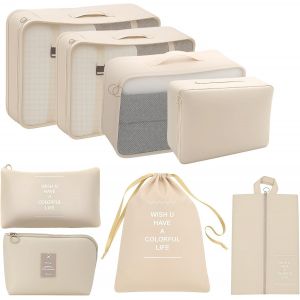 Packing Cubes,8 Pi&egrave;ces,Organisateur Val Compressible Imperm&eacute;able,Gagner De L'Espace,Set De Rangement Professionnel Pour V&ecirc;tements,Sous-V&ecirc;tements,Chaussures Et Cosm&eacute;tiques - Neuf