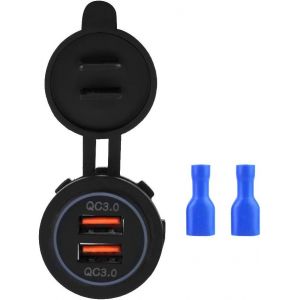 Chargeur De Voiture, Double Qc3.0 Charge Rapide Double Prise De Chargeur Usb Remplacement D'Alimentation Pour Bateau De Moto De Voiture 12/24V Pour Prise Usb Qc3.0 Prise Usb Marine Prix Usb Moto Usb - Neuf