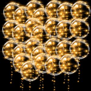 SJZG-Bobo Lot De 18 Ballons Transparents De 45,7 Cm - Ballons Lumineux &Agrave; Led - Gonflables Avec Confettis &Agrave; L'H&eacute;lium - Guirlande Lumineuse Led C Transparent - Pour Anniversaire, Mariage, F&ecirc;te - Neuf