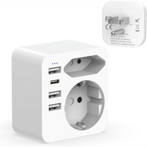 ERYI-Adaptateur Prise Voyage Usa,6In1 France Vers Usa Avec 3Usb A Et 1Usb C¿3.4A 17W¿,Portable, Multifonctions Prise Américaine Français,Type B - Neuf