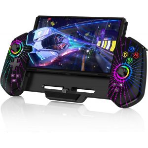 Manette De Commutateur Ã Effet Hall, Plug & Play Pour Console Switch/Oled, Manette De Commutateur Avec Joystick Précis, Look Lumineux Rvb Cool, 4 Emplacements Pour Cartes De Jeu - Neuf