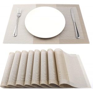 ERYI-Lot De 8 Sets De Table Vinyle Résistant À L'Usure À La Chaleur, Tissées Pour Napperons De Cuisine, Multicolore - Neuf