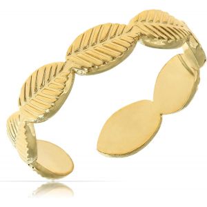 Kal-Large Bague Bohème En Acier Inoxydable Doré Avec Motif Éventail - Cadeau Pour Femme - Taille Réglable Et Étanche - Neuf