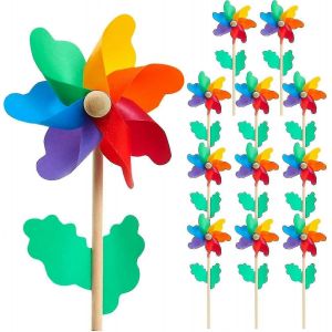 Paquet de 12 roulettes à vent multicolores pour le jardin,l'extérieur,la décoration,11,4 x 28,4 x 5,3 cm chacun-CE - Neuf