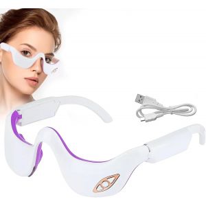 Appareil De Massage Des Yeux Avec Chaleur,Appareil De Soin Des Yeux Ems 2 En 1,Appareil De Massage À Lumière Rouge,6 Modes De Massage,3 Niveaux,Masque Oculaire Électrique À Vibration,Lunettes - Neuf