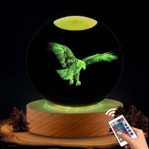 Eagle Gifts Lampe Boule De Cristal 3D En Forme D'Aigle Avec T&eacute;l&eacute;commande, D&eacute;coration Pour Chambre, Maison, Anniversaire, No&euml;l, F&ecirc;te Des P&egrave;res Pour Les Amoureux Des Papas - Neuf