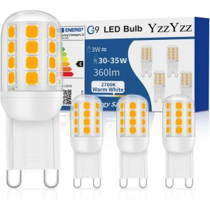 Kal-Ampoules Led G9, 3w Equivalent 35w Halogène Lampe, Blanc Chaud 2700k 360lm Sans Scintillement Ac 220-240v Pour Chambre Salon Cuisine, 4pcs - Neuf