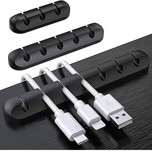Organiseur de bureau avec pinces à câbles, lot de 3, support de câbles, organiseur de cordons - Neuf