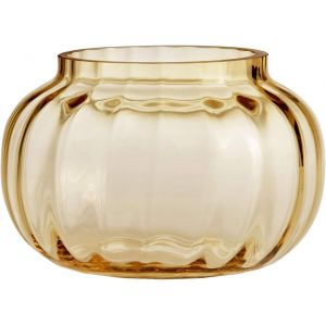 KALANKA-Porte-Bougie à Chauffe-Plat Ø9.5 cm Primula en Verre soufflé, Jaune - Neuf