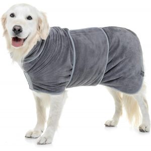 Jgd-&reg; Peignoir Chien Super Absorbante &iquest; Peignoir Pour Chien &Agrave; Double Couche Luxueuse &iquest; Serviette Ultra Douce &iquest; S&eacute;chez Votre Toutou Sans Effort En Quelques Minutes (S, Gris) - Neuf