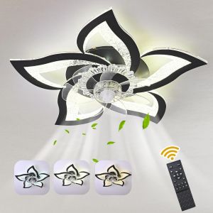 Ventilateur De Plafond Avec Lumière Led Mable 6 Vitesses Lustre Ventilateur De Plafond Avec Télécommande Plafond Avec Lampe Pour Salon Chambre(Noir 62.5Cm)[VEN750573] - Neuf