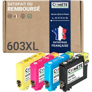 603XL - 4 Cartouches d'encre Compatibles Epson 603 XL Etoile de Mer pour Epson XP 2100 XP-2105 XP-3100 XP-4105, Workforce WF-2810 WF-2830 (1 Noir + 3 Couleur) - Neuf