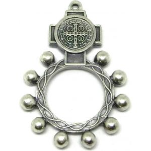 90.124.30 001CRO Chapelet de Saint Benoît en argent avec croix pour décoration murale - Neuf