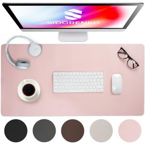 - Sous-main de bureau en cuir synth&eacute;tique - 80 x 40 cm - Beige - Avec bords cousus - Tapis de bureau r&eacute;sistant &agrave; la rouille - Grand sous-main - Tapis de souris XXL - Neuf