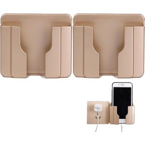 acdsgd-Lot de 2 supports muraux pour chargeur de t&eacute;l&eacute;phone portable - Mallette de rangement &agrave; distance - Support mural pour smartphones - C&acirc;ble de charge - Support autocollant (dor&eacute; x 2 pi&egrave;ces) - Neuf